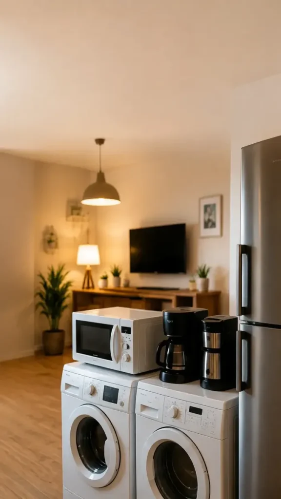Cuisine et appareils électriques modernes dans un appartement