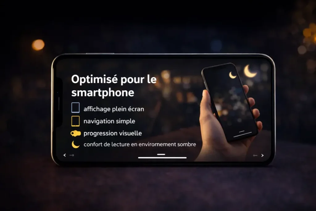 Smartphone affichant une Story en format portrait illustrant une expérience mobile immersive